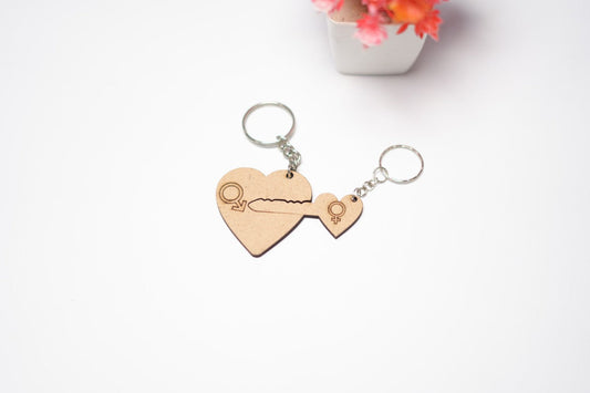 Heart Lock Couple Keychain