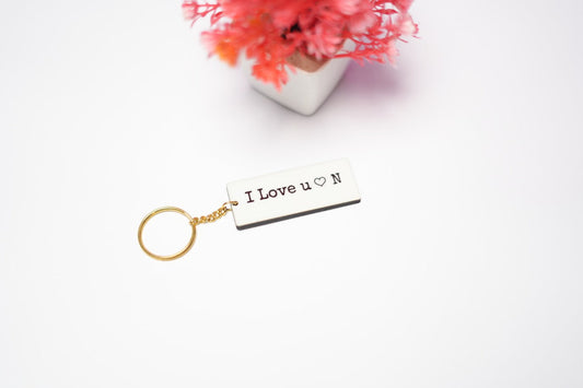 I love u Initial Keychain