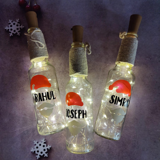 Personalised name Christmas light decor bottle