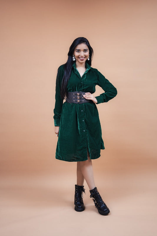 Nova Green Velvet Dress