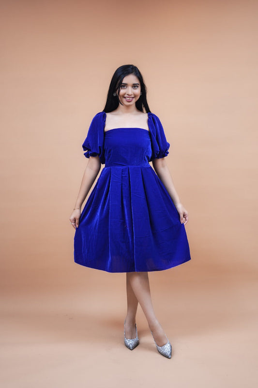 Sophie Blue Velvet Dress