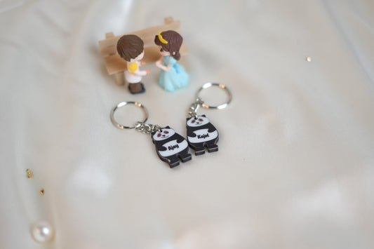 Cute couple panda keychain
