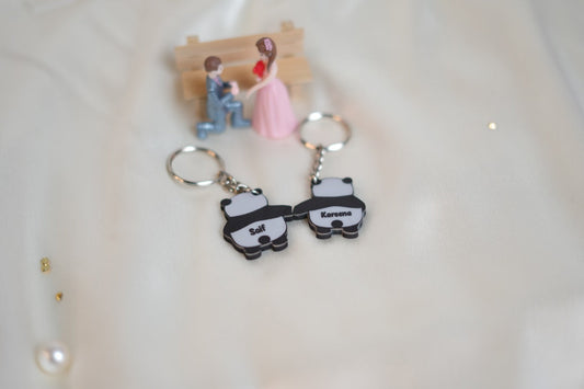 Panda couple keychain