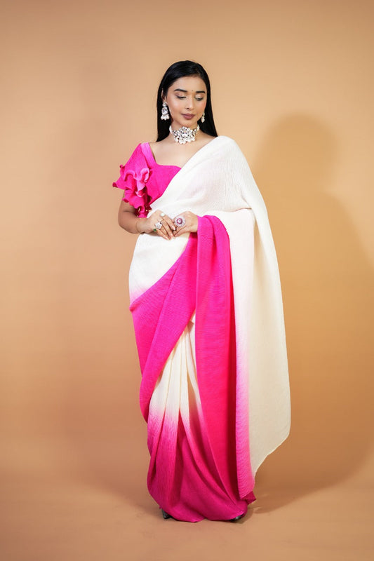 Ombre Pink Pleated Saree