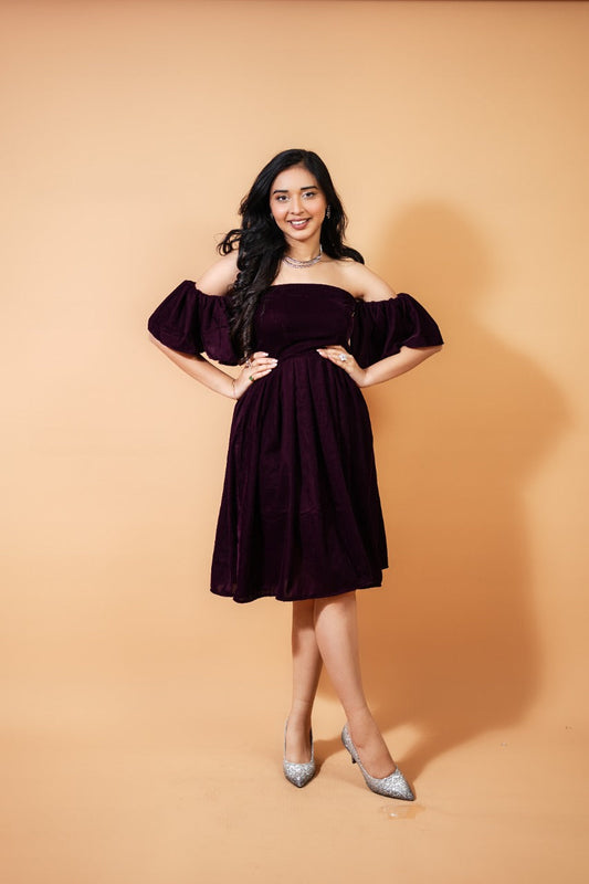 Wine Chocolate Velvet Umreth Dress