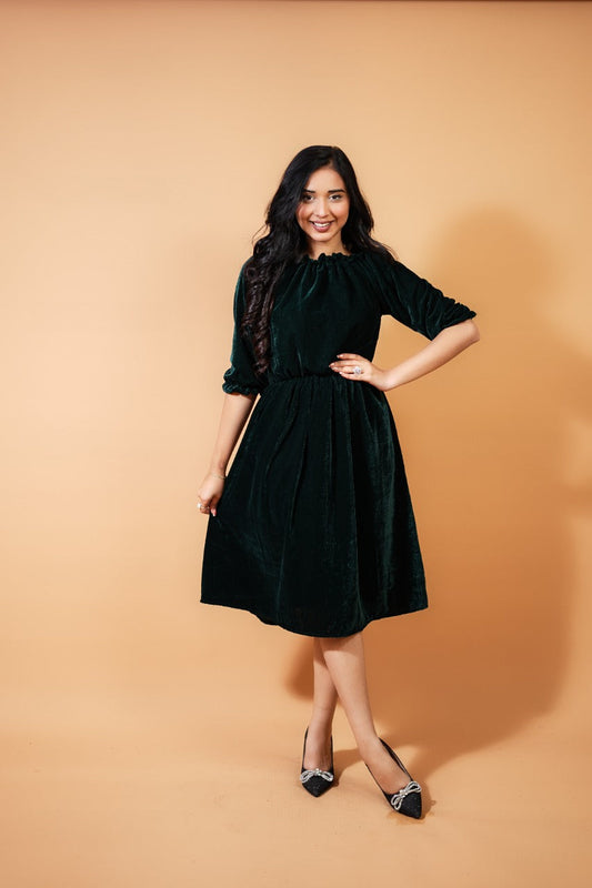 Dark Green Velvet Dress
