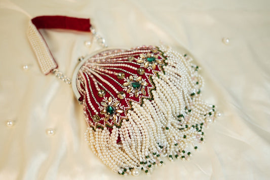 Bridal Red Stone work Potli