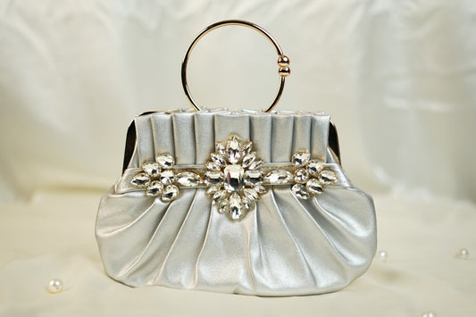 Silver Diva Stones Work Purse
