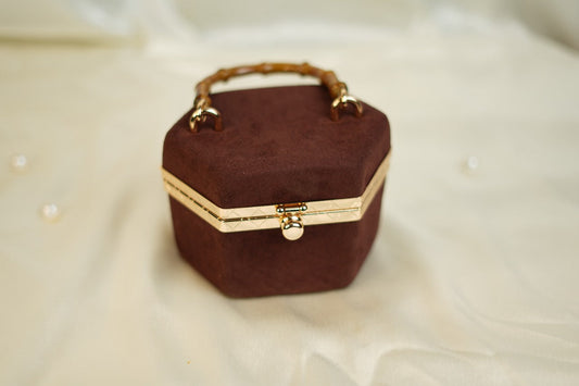 Chocolate Velvet Hexagonal Clutch