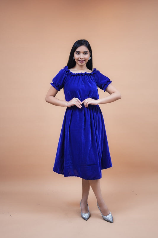 Mary Blue Velvet Dress plus