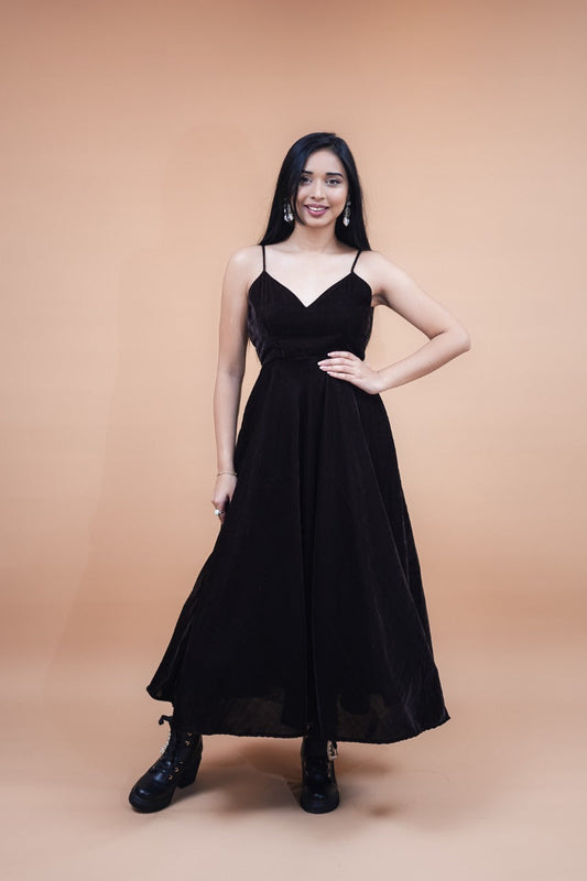 Shikoba Brown Velvet Gown plus