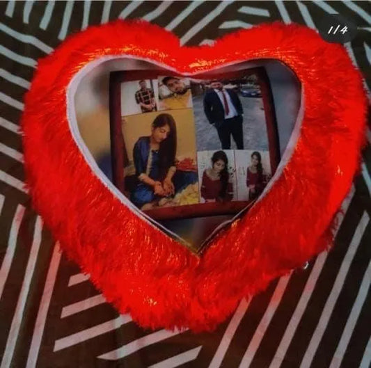 Fur red Heart  cushion