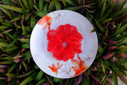 Red Organza Scrunchie