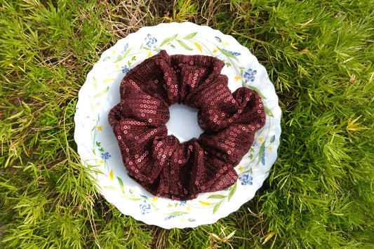 Brown Sequence Scrunchie