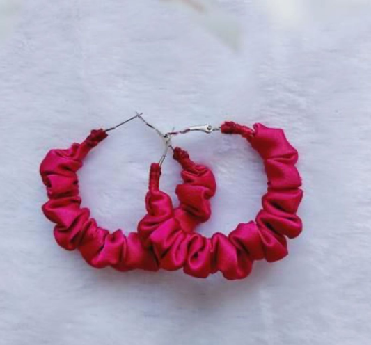 Pink  Scrunchie hoops