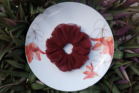 Maroon Mesh Scrunchie