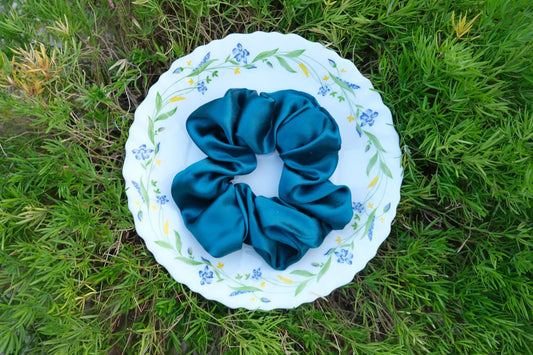 Emerald Satin Scrunchie