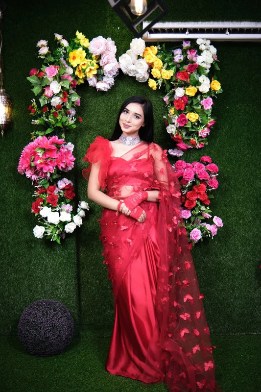 Butterfly Red Saree
