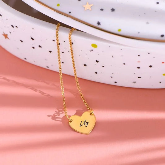 Engraved heart name necklace
