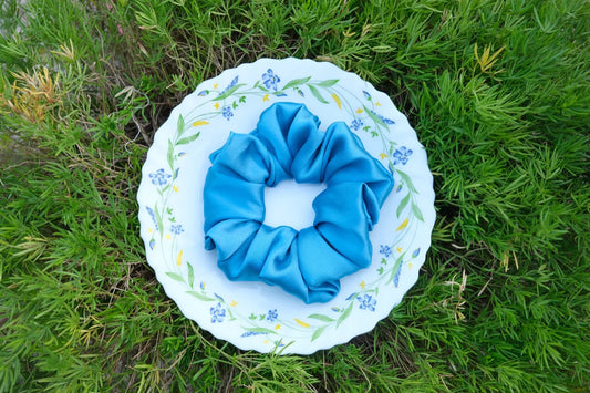 Sky Blue Satin Scrunchie