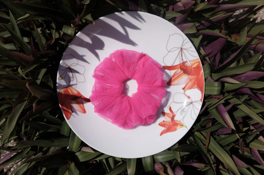 Pink Mesh Scrunchie