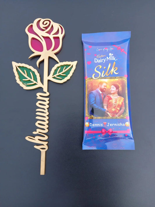 Customised Silk and  Rose Stick