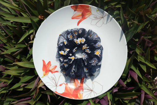 Daisy Blue Scrunchie