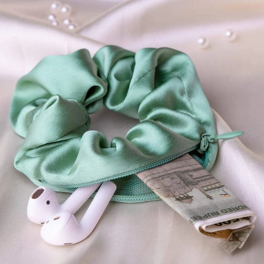 Sea Green Pocket Scrunchie