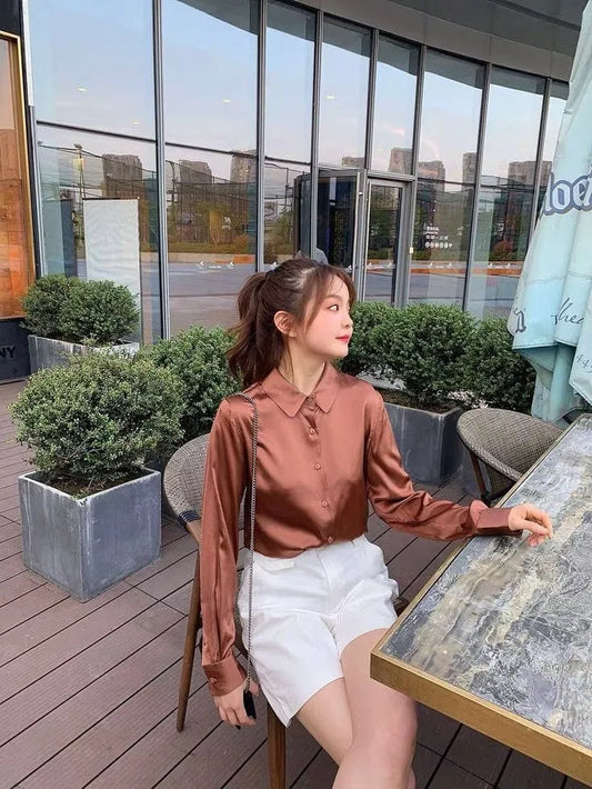 Brown Satin Shirt