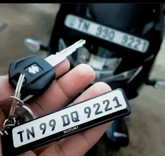 Single Line Gel Number Plate keychain