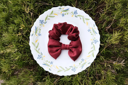 Maroon Bow Scrunchie