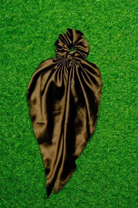 Brown Satin Tail Scrunchie