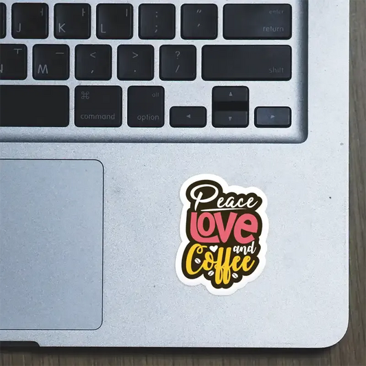 Peace Love and Coffee Laptop Sticker
