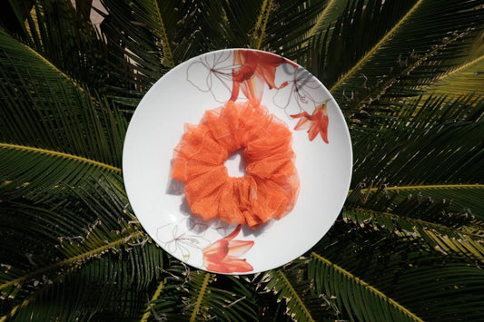 Orange Mesh Scrunchie