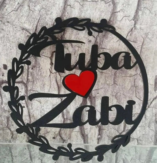 wooden couple name ring