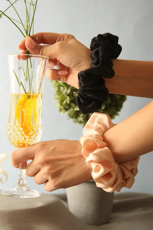 BONJOUR SATIN SILK SCRUNCHIES