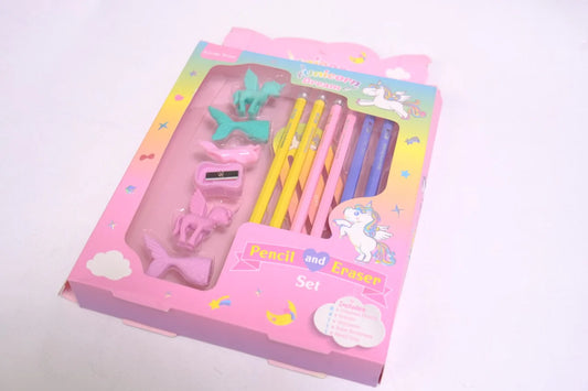 unicorn pencil and eraser set