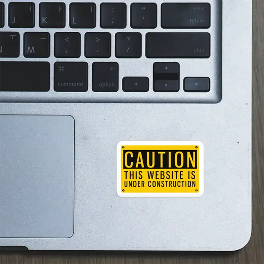Caution This Website is Under Construction Laptop Sticker