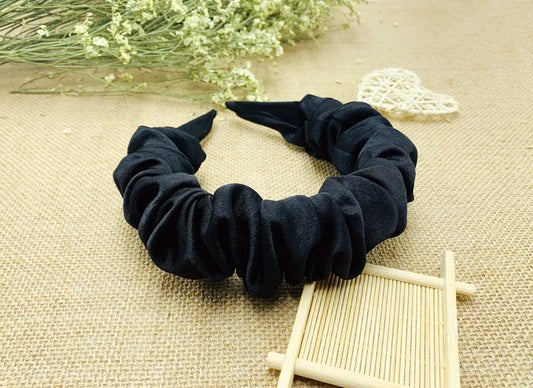 Black satin scrunchie hairband
