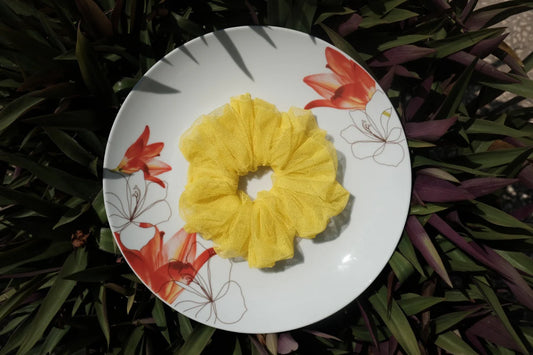 Yellow Mesh Scrunchie
