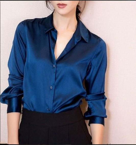 Blue satin shirt
