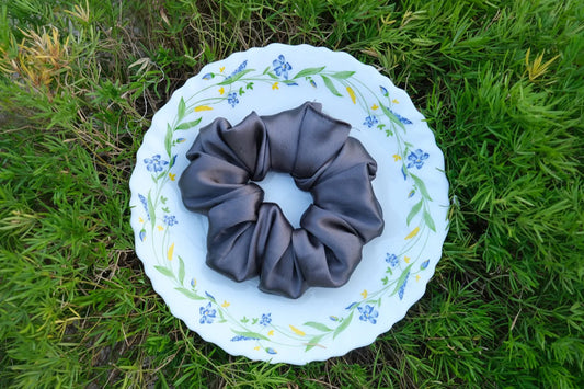 Space Grey Satin Scrunchie