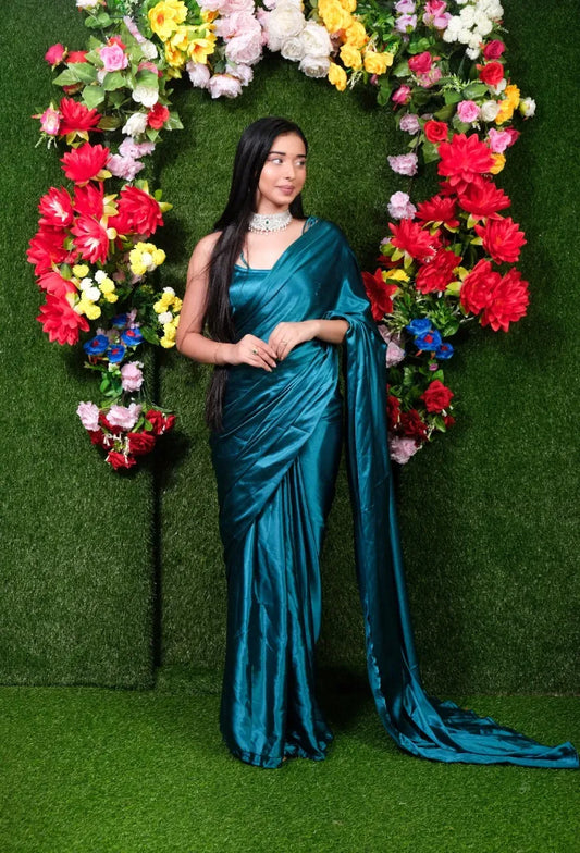 Emerald One Minute Satin Saree