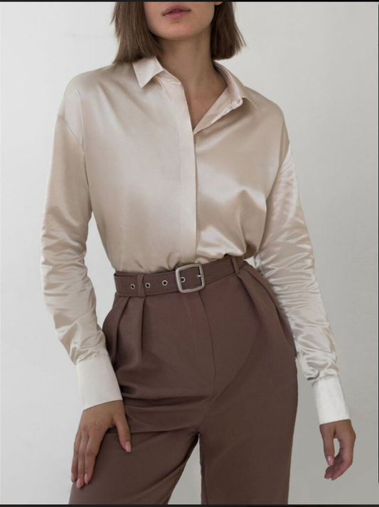 Beige satin shirt